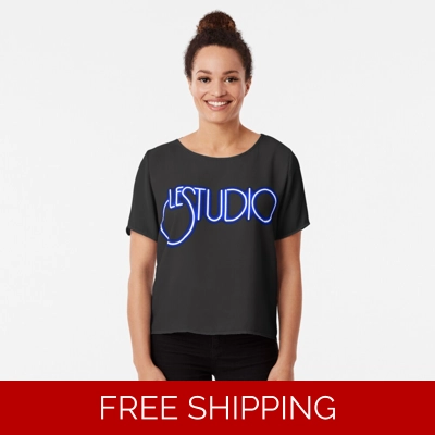 Le Studio Chiffon Top A White & Blue Logo Le Studio Chiffon Top A White & Blue Logo